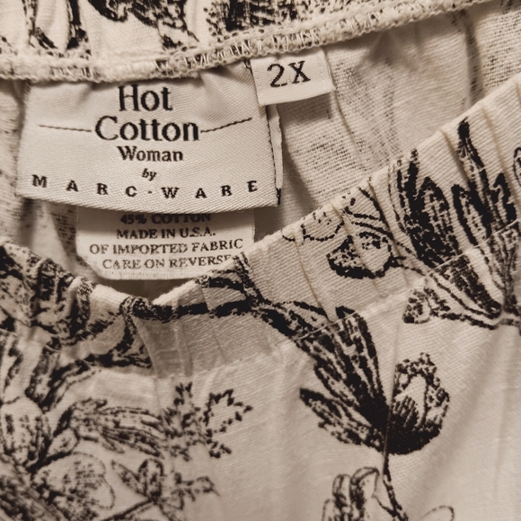 Hot Cotton Marc Wear| 100% Linen Floral Print Pants Summer Sz 2X Wide Leg - Picture 4 of 9